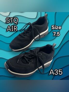 STQ Air Women's Air Cushion Running Shoes A35 All Black Size 7.5